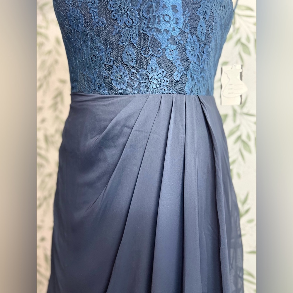 Elegant High Neck Lace Chiffon Bridesmaid WeddingGuest Evening Gown Sz XL NWT #7 - Picture 6 of 14